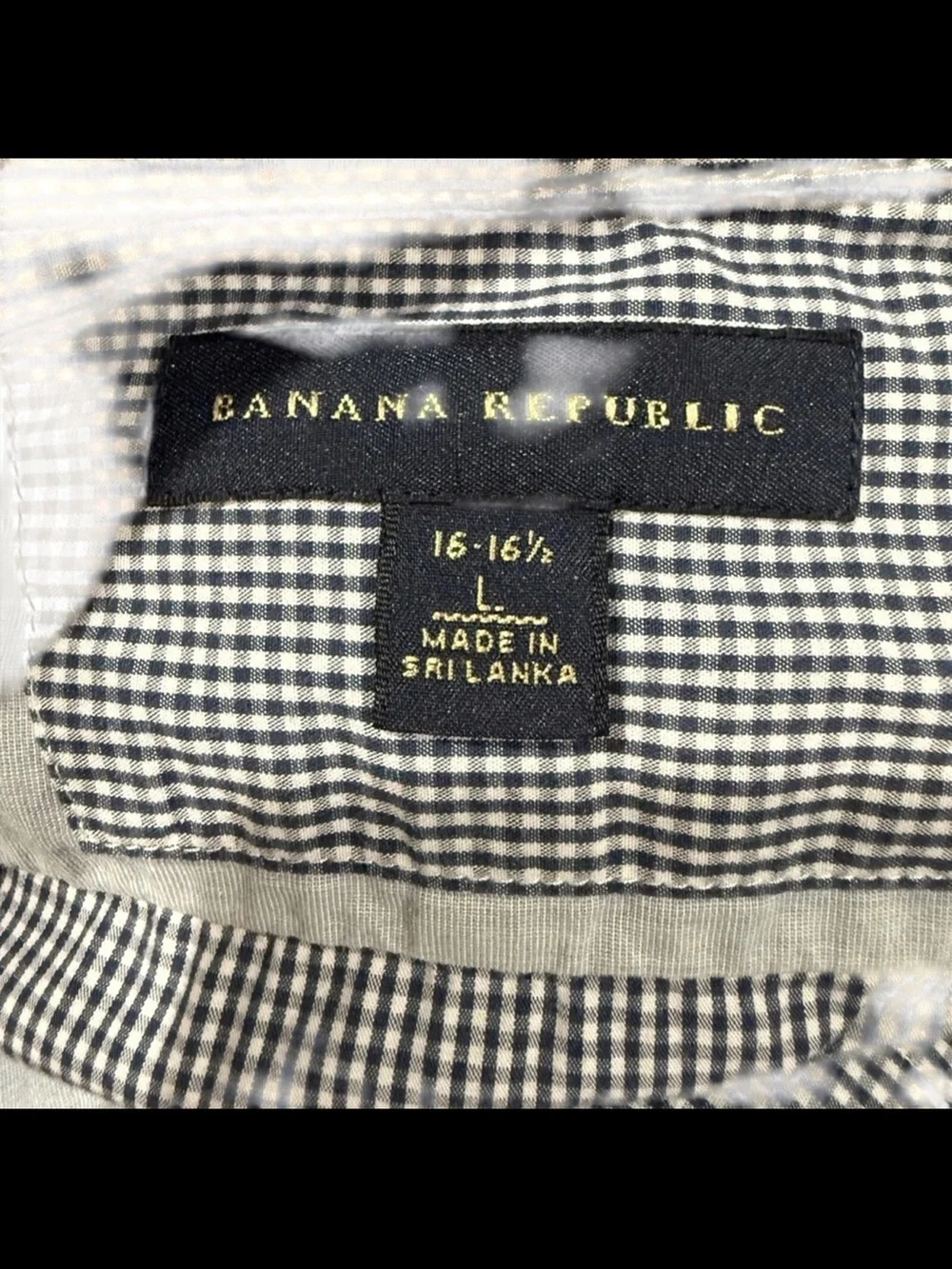 Banana Republic Men's Blue and White Micro-Check Button-Down Shirt